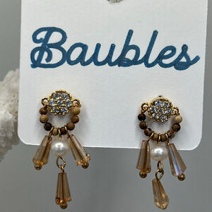 Baubles Beaded Austrian Crystals Gold Tone Dangle Earrings